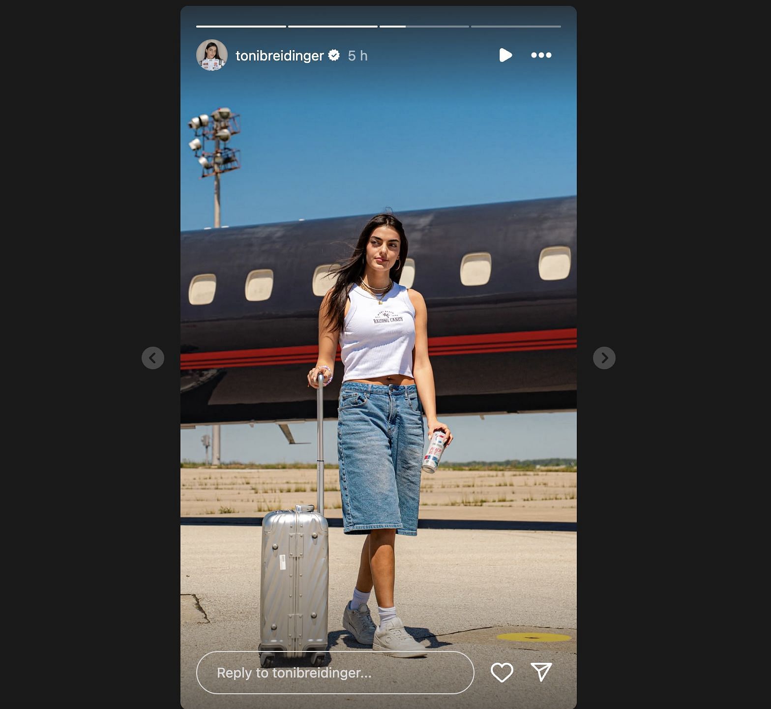 Toni Breidinger's Instagram story showcased her fit ahead of the Heart of America 200 at Kansas Speedway. Source: @Instagram/tonibreidinger